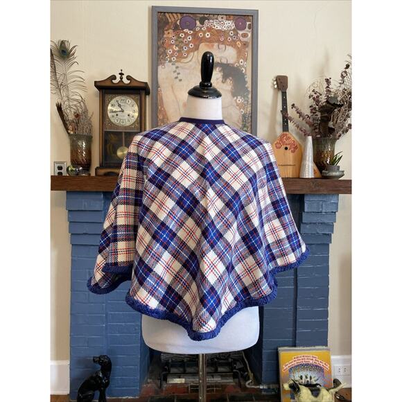 Vintage Blue and White Plaid Wrap - Picture 1 of 10